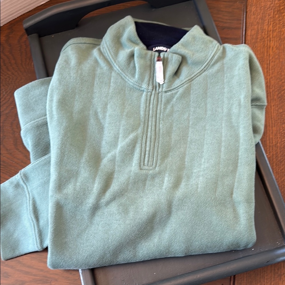 Lands' End Men's Green Quarter-Zip Cotton Pull-Over